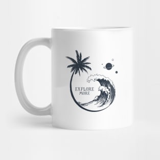 Palm And Waves. Explore More. Motivational Quote. Travel. Creative Illustration Mug